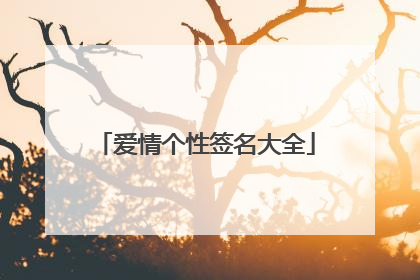 爱情个性签名大全