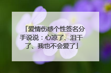 爱情伤感个性签名分手说说:心凉了、泪干了、我也不会爱了