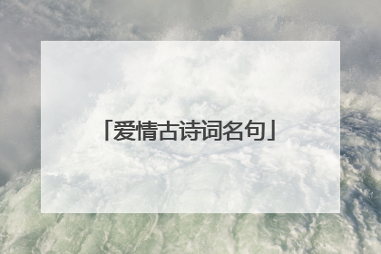 爱情古诗词名句