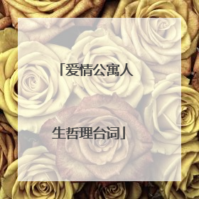 爱情公寓人生哲理台词