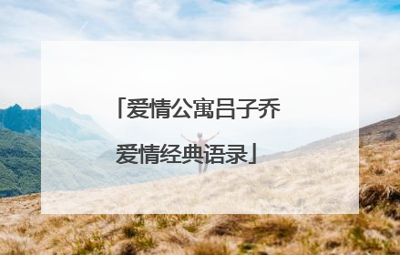 爱情公寓吕子乔爱情经典语录
