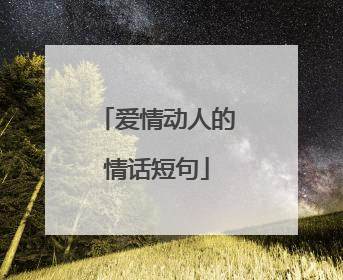 爱情动人的情话短句