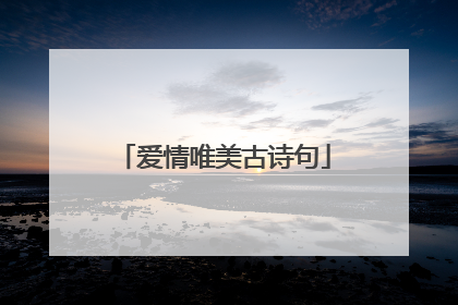 爱情唯美古诗句