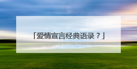 爱情宣言经典语录？