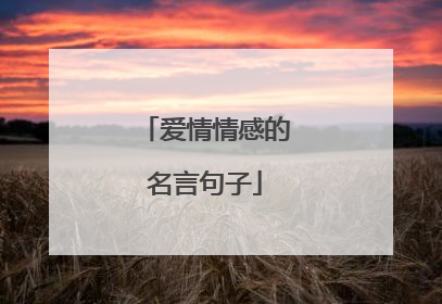 爱情情感的名言句子
