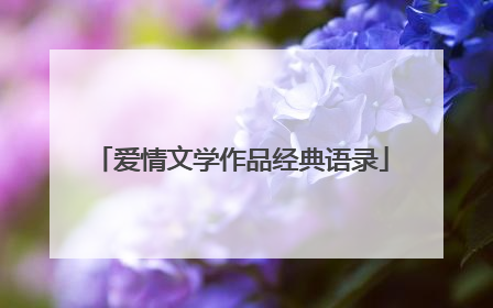 爱情文学作品经典语录