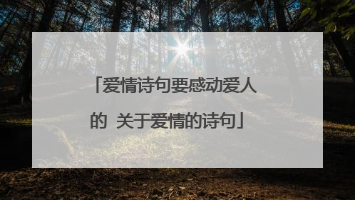 爱情诗句要感动爱人的 关于爱情的诗句
