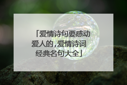 爱情诗句要感动爱人的,爱情诗词经典名句大全