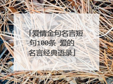 爱情金句名言短句100条 爱的名言经典语录