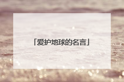 爱护地球的名言