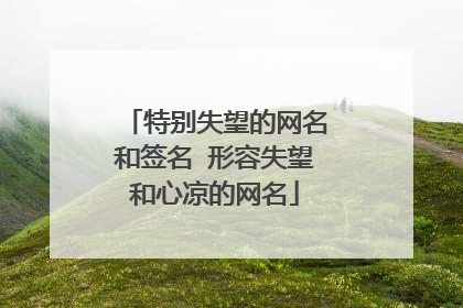 特别失望的网名和签名 形容失望和心凉的网名