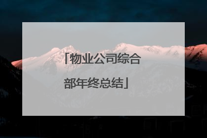 物业公司综合部年终总结
