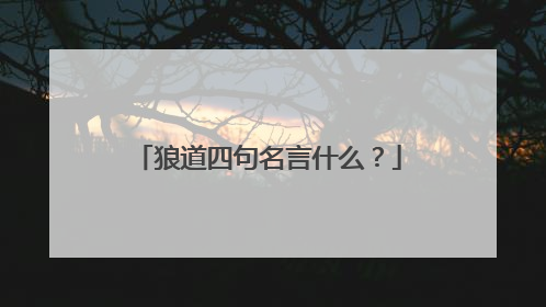 狼道四句名言什么?