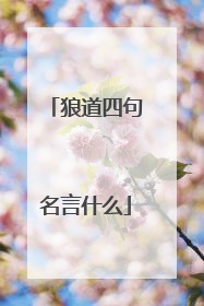 狼道四句名言什么