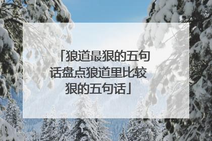 狼道最狠的五句话盘点狼道里比较狠的五句话