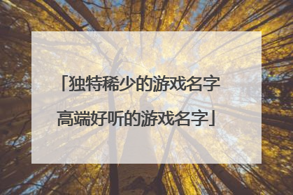 独特稀少的游戏名字 高端好听的游戏名字