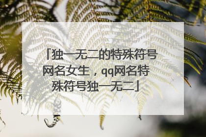 独一无二的特殊符号网名女生,qq网名特殊符号独一无二