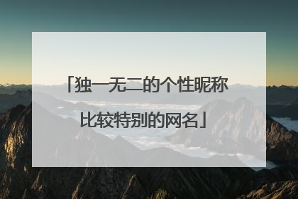独一无二的个性昵称 比较特别的网名