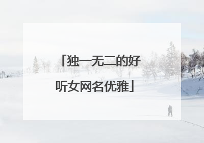 独一无二的好听女网名优雅