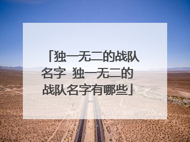 独一无二的战队名字 独一无二的战队名字有哪些