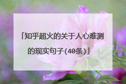 知乎超火的关于人心难测的现实句子(40条)