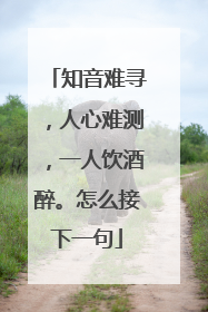 知音难寻,人心难测,一人饮酒醉。怎么接下一句
