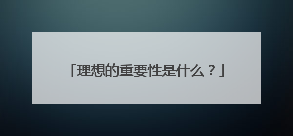 理想的重要性是什么?