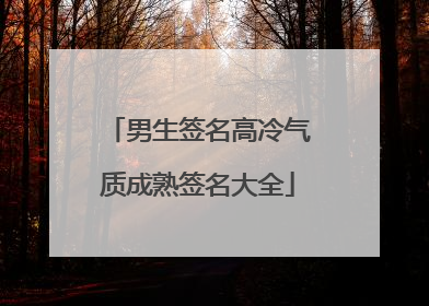 男生签名高冷气质成熟签名大全