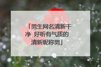 男生网名清新干净 好听有气质的清新昵称男