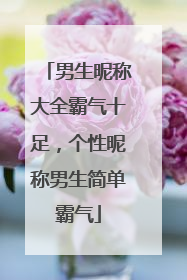 男生昵称大全霸气十足,个性昵称男生简单霸气