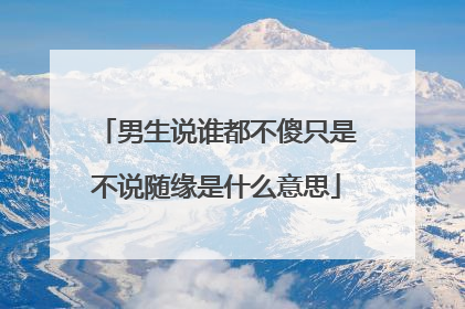 男生说谁都不傻只是不说随缘是什么意思
