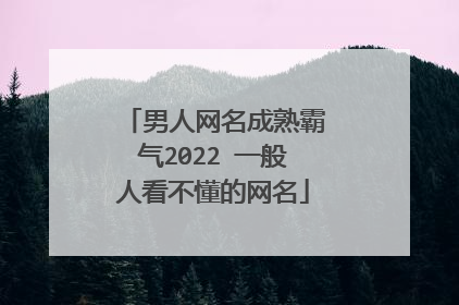 男人网名成熟霸气2022 一般人看不懂的网名