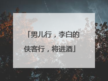 男儿行,李白的侠客行,将进酒