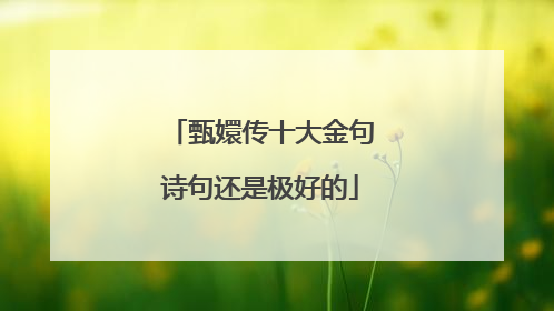 甄嬛传十大金句诗句还是极好的