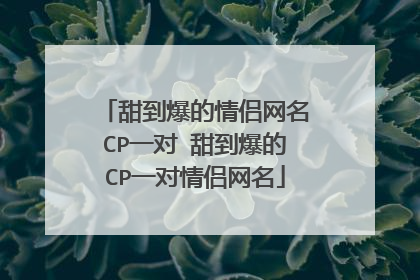 甜到爆的情侣网名CP一对 甜到爆的CP一对情侣网名