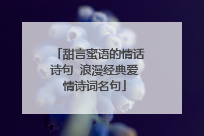 甜言蜜语的情话诗句 浪漫经典爱情诗词名句