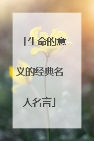 生命的意义的经典名人名言