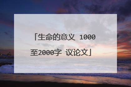生命的意义 1000至2000字 议论文