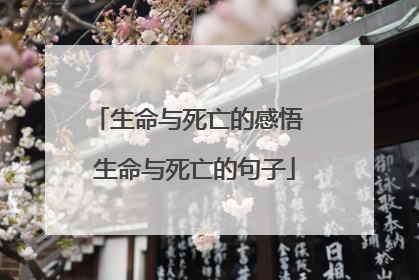 生命与死亡的感悟 生命与死亡的句子