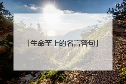 生命至上的名言警句