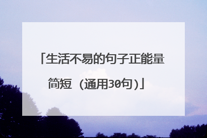 生活不易的句子正能量简短 (通用30句)