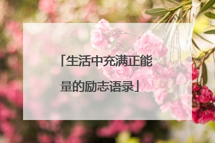 生活中充满正能量的励志语录