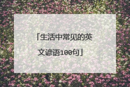 生活中常见的英文谚语100句