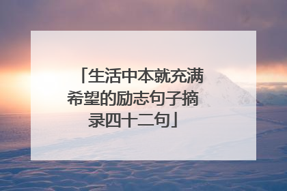 生活中本就充满希望的励志句子摘录四十二句