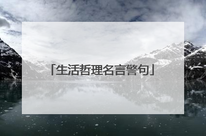 生活哲理名言警句