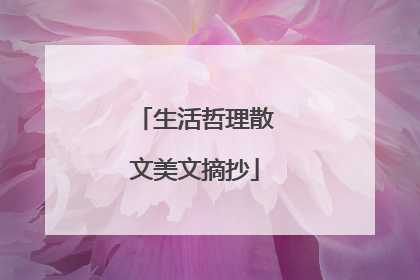 生活哲理散文美文摘抄