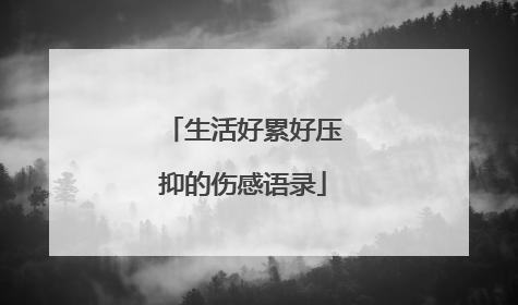 生活好累好压抑的伤感语录