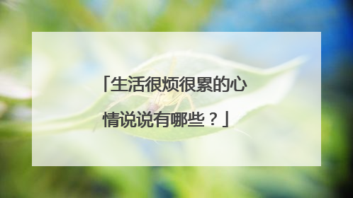生活很烦很累的心情说说有哪些?