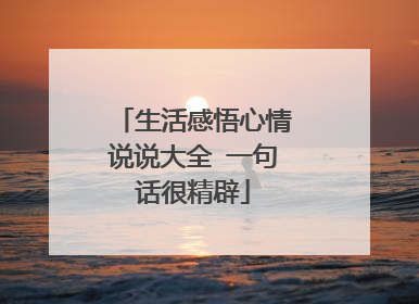 生活感悟心情说说大全 一句话很精辟