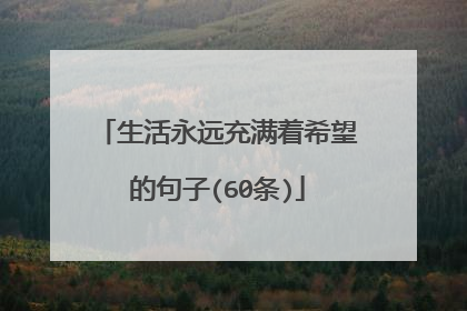 生活永远充满着希望的句子(60条)